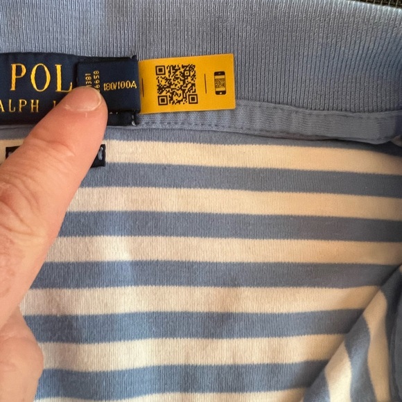 POLO Ralph Lauren Classic Fit light blue&white stripe verified LG shirt. - Picture 5 of 8